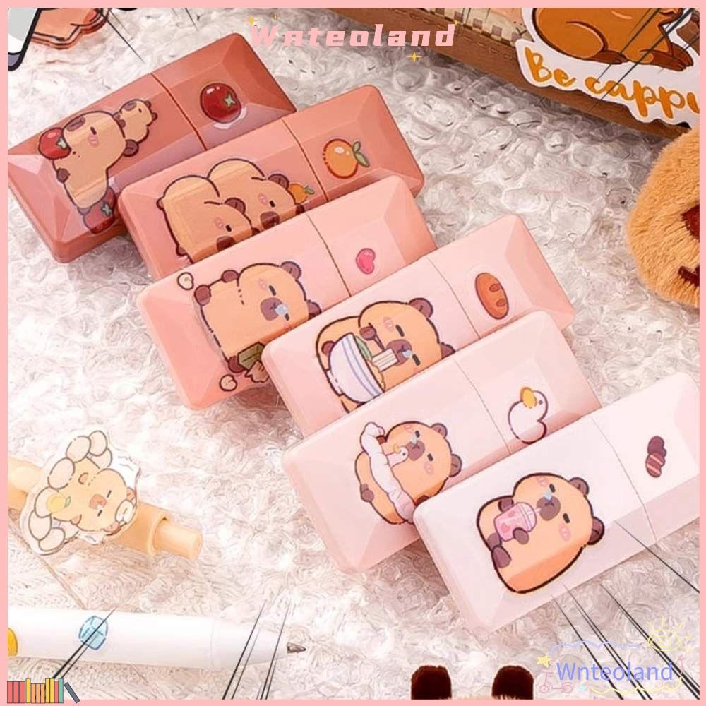 WNTEOLAND 6 ชิ้น/เซ็ตเทปเคลือบเงียบ,สีไล่ระดับสีเทปลบคําผิดเงียบ,แบบพกพา 36M ความจุขนาดใหญ่ Capybara Correction Band ของขวัญนักเรียน