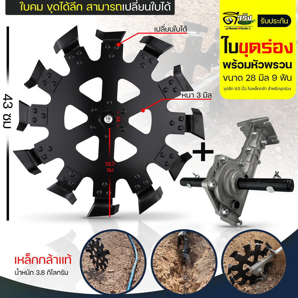 ใบขุดดินวางท่อ 2.5นิ้ว เหล็กหนาแข็งแรง ใช่งานกับหัวพรวนดินแกน19มม. มาตราฐานทั่วไป Byดีจริงการเกษตร