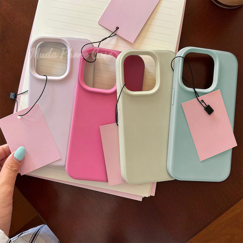 🔥COD🔥Case For iPhone 11 13 12 14 15 16 PRO X XR XS MAX 7 8 PLUS เนื้อลิ้นจี่ กรณีโทรศัพท์แฟชั่น