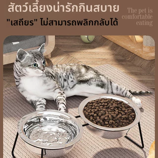 ชามอาหารสัตว์เลี้ยง ชามแมวสแตนเลส ชามสุนัข ชามคู่สแตนเลส ทำความสะอาดง่าย ใส่อาหารหมา ปลอดภัย