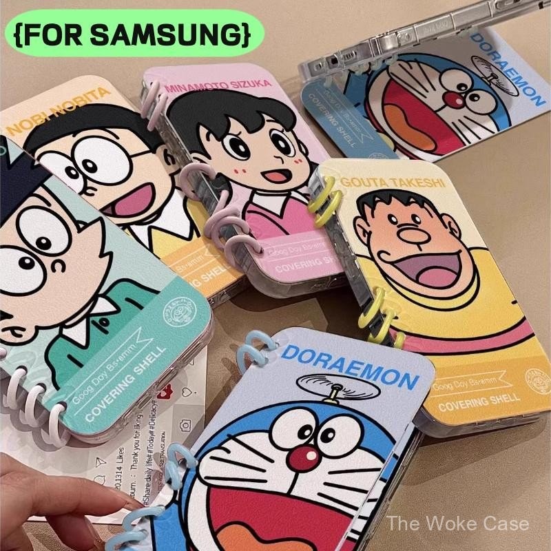 เคสโทรศัพท์แบบพลิกได้ สไตล์โดราเอมอน สำหรับ Samsung S25 Ultra/A13/A53/A55/A35/S24 เคสโทรศัพท์ การ์ตูน ป้องกันหน้าจอ
