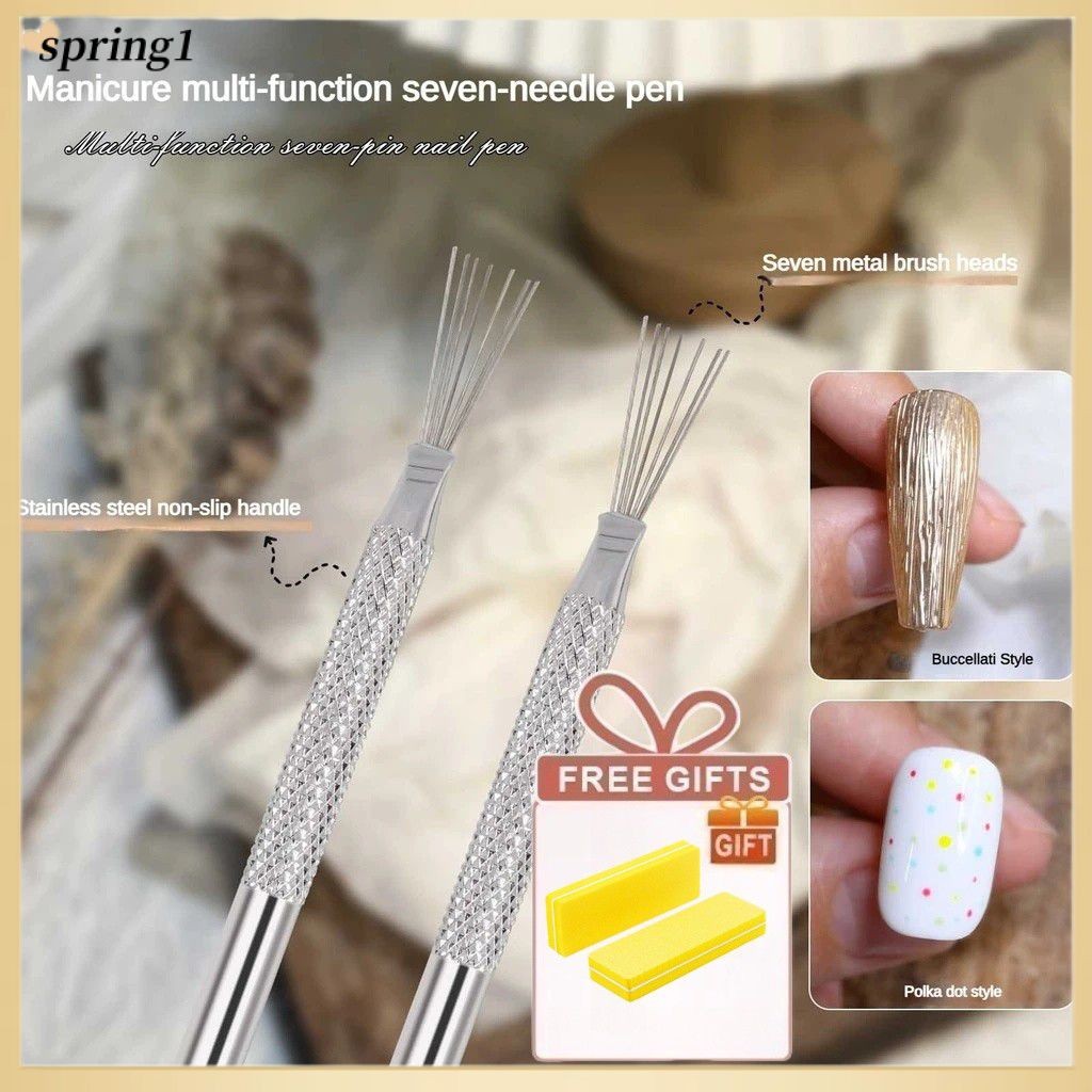 ✨ 【ซื้อ 1 แถม 1】ปากกาเพ้นท์เล็บ 7 เข็มอเนกประสงค์พร้อมแปรงสำหรับทำเล็บ ปากกาเพ้นท์เล็บสเตนเลสสตีลพร้อมด้ามจับหลายแบบ (SPRING)