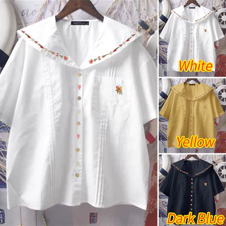 ZANZEA ซานเซีย ผู้หญิงเกาหลีลําลองแขนสั้นเย็บปักถักร้อยพิมพ์เสื้อกระเป๋า