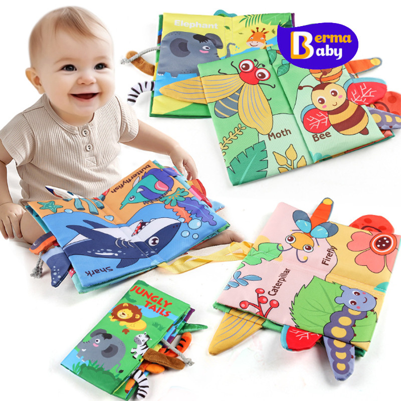 Berma Baby หนังสือผ้า3D มีหางมีเสียงก๊อบแก๊บ เสริมสร้างพัฒนาการ หนังสือผ้าหัดจับ ให้ลูกน้อยของคุณรู้จักโลก