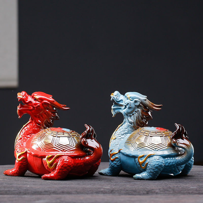 [เครื่องประดับมงคล] Fortune Ceramic Dragon Turtle Ornamen Japanese Japanese Japanese Japanese Japane