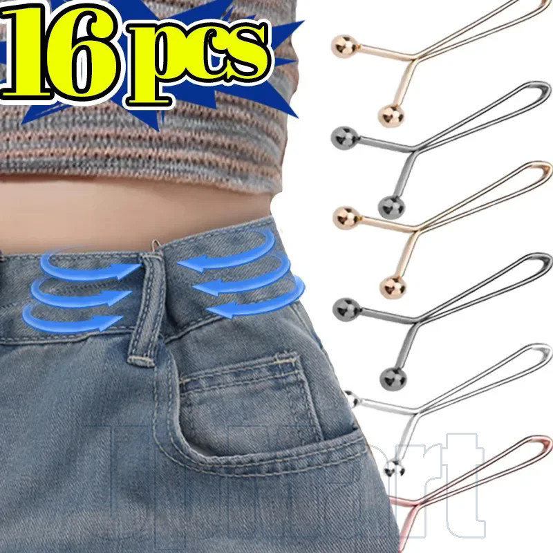 คลิปปรับเอวโลหะผสมคุณภาพสูง 3.5x2.6 ซม., 4/8/16 ชิ้นเข็มขัดรูปตัว ยูวี สําหรับเสื้อผ้า, อุปกรณ์เสริมแฟชั่นหลากสีไม่ต้องเย็บ
