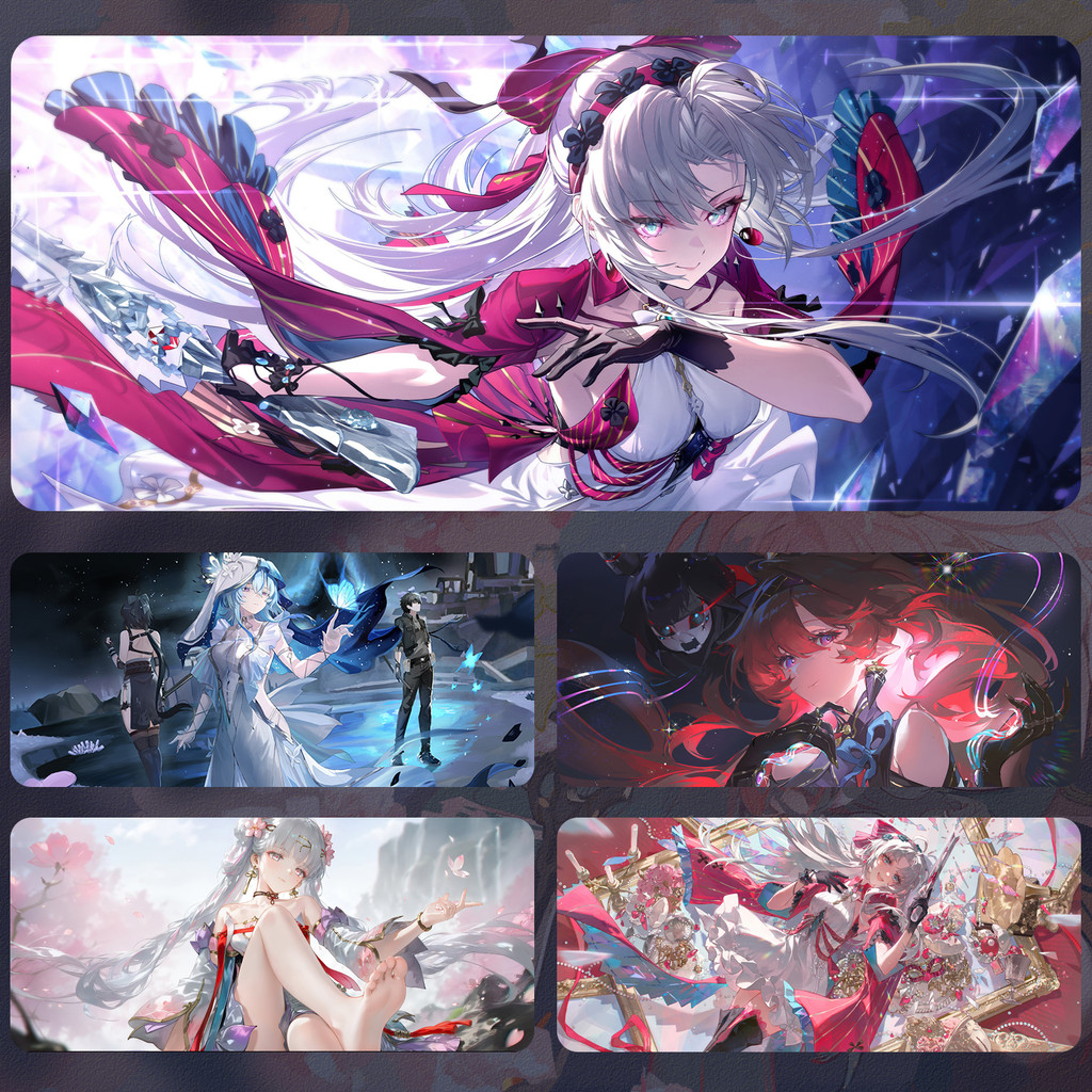 WutheringWaves แผ่นรองเมาส์ Ashleigh Haddad การ์ตูนอะนิเมะแป้นพิมพ์แผ่นที่กําหนดเอง Jinx Yinlin Gami