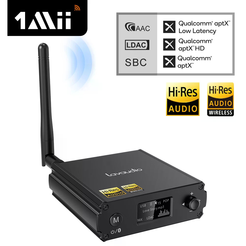 1Mii DS220 ตัวรับสัญญาณบลูทูธ HiFi Audio aptx HD LDAC อะแดปเตอร์เสียงบลูทูธสําหรับบ้านสเตอริโอ DAC เครื่องขยายเสียงจอแสดงผล OLED