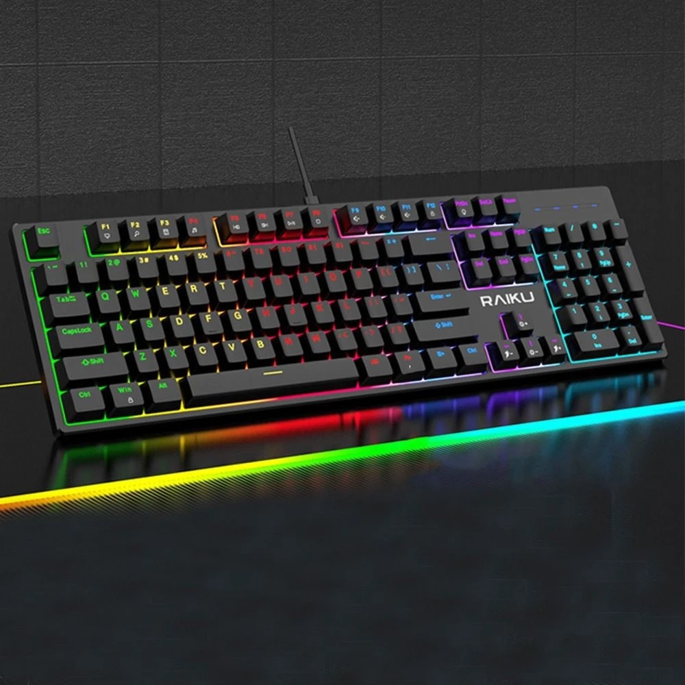 คีย์บอร์ดเกมมิ่ง GORG RAID L3000 มีไฟ 104 คีย์ สวิตช์สีน้ำเงิน thumbnail 7