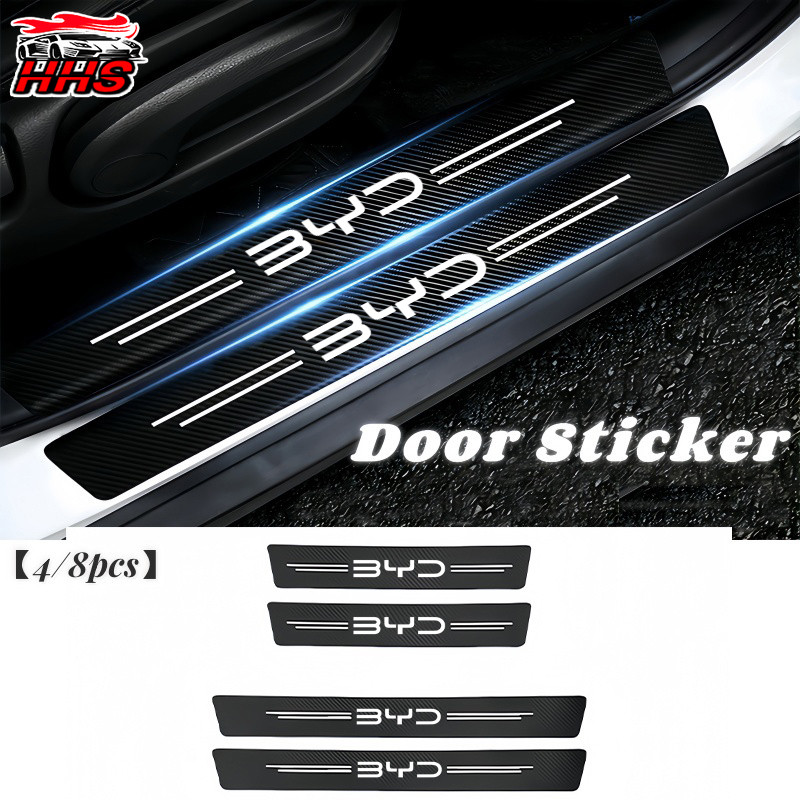 4/8ชิ้น สำหรับ BYD Dolphin Atto 3 Sealion 6 Sealion 7 M6 คาร์บอนไฟเบอร์ กันรอยประตูรถยนต์ ยินดีต้อนรับเหยียบเกณฑ์แถบรถตกแต่งภายในอุปกรณ์ตกแต่ง สติกเกอร์คาร์บอนไฟเบอร์ ป้องกันรอยขีดข่วน สำหรับติดประตูรถยนต์ Threshold stickers to prevent trampling