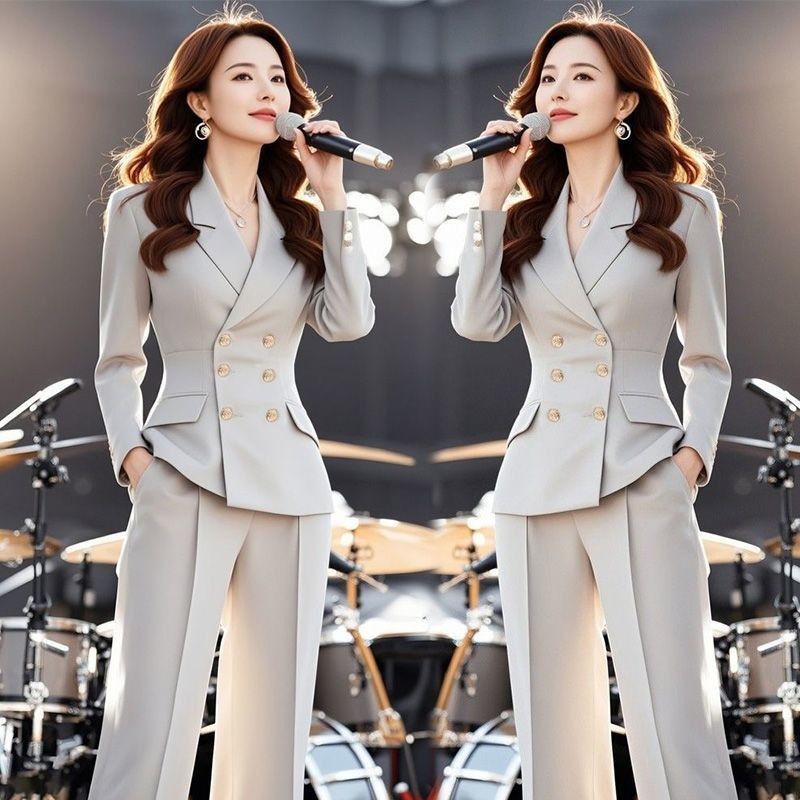เดี่ยว / เซ็ต   เสื้อผ้าฤดูใบไม้ร่วงที่จับคู่กับความรู้สึกระดับพรีเมี่ยมอารมณ์เทพธิดาแฟนชุดสูทระดับไฮเอนด์เสื้อโค้ทกางเกงชุดแฟชั่น