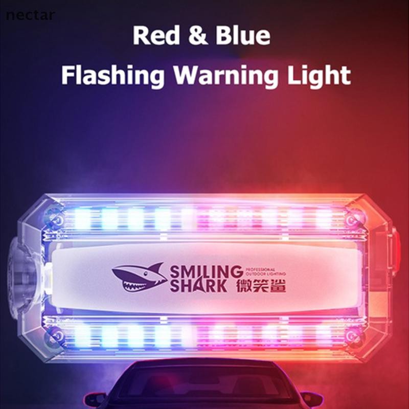 TAR กลางแจ้งสีแดงสีฟ้า Strobe Light ไฟเตือน Usb ชาร์จไฟฉายไหล่คลิปกระพริบ N