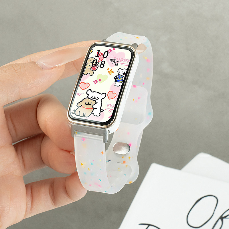 เกาหลี Slim น่ารักสี Polka Dot Jelly สายซิลิโคนสําหรับ Huawei Band 10 9 8 7 สายคล้องคอสําหรับ Huawei สมาร์ท Band 9 กีฬา