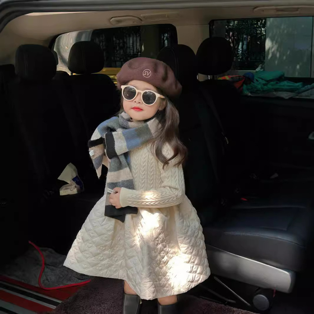 ฤดูใบไม้ร่วงฤดูหนาวเด็กฤดูใบไม้ร่วงฤดูหนาวชุดสาวเสื้อกันหนาวเย็บชุดเจ้าหญิง