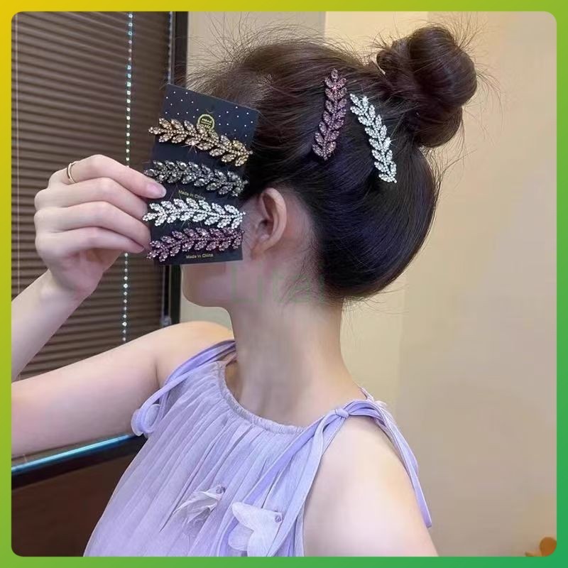 litai กิ๊บติดผมหูข้าวสาลีคุณภาพสูงสไตล์เกาหลี rhinestone กิ๊บติดผมเรียบหรู