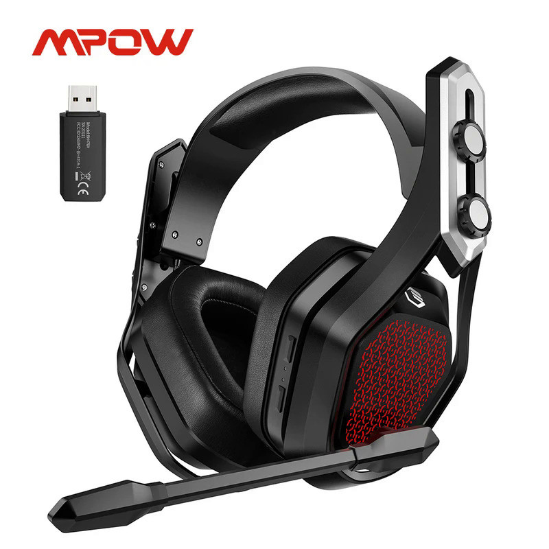 Mpow Iron Pro Wireless Gaming Headset USB/3.5mm Headphone with Noise Canceling Mic 3D Surround 20h P