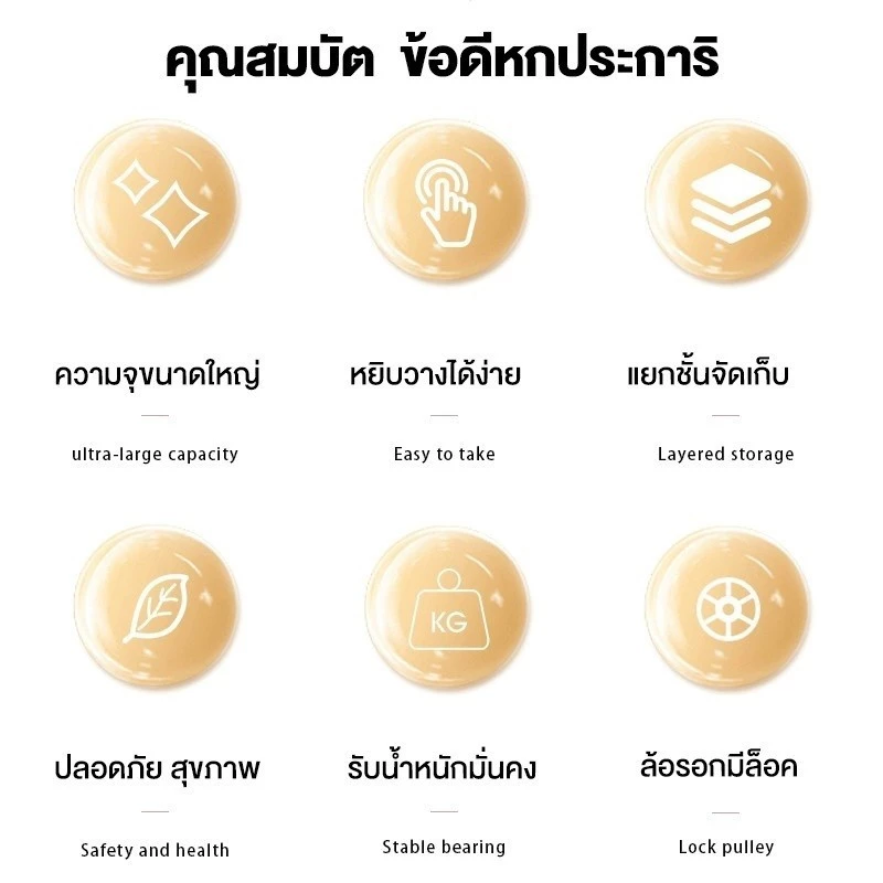 SUN รถเข็นเก็บของ ชั้นวางของในครัว แข็งแรงทนทานไม่เป็นสนิม 3/4ชั้น พร้อมตะขอและเคลื่อนย้ายสะดวก ชั้นวางของ Trolley Cart thumbnail 10