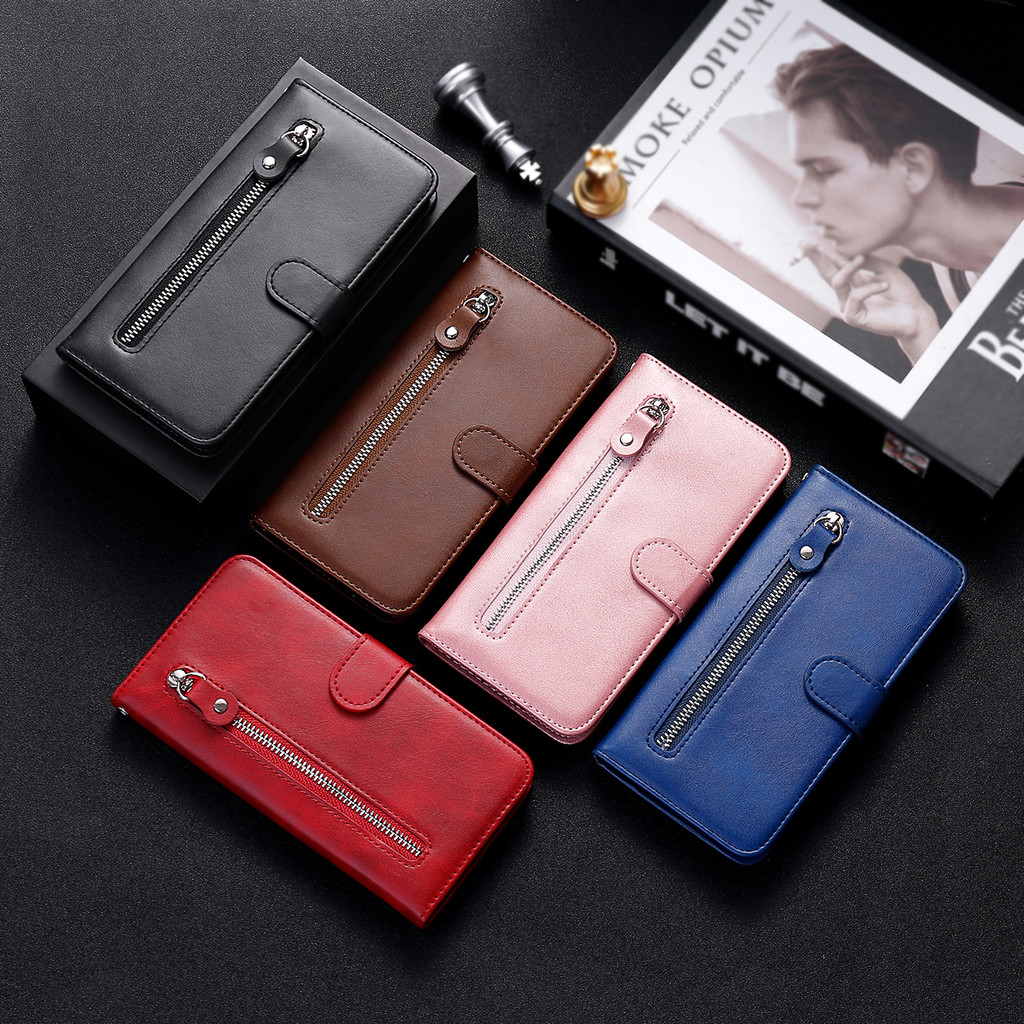 เคส Case for Samsung Galaxy A08 A18 A07 A17 A27 A37 A57 A06 A16 A26 A36 A56 A55 A15 A25 A35 A24 A34 A54 5G A14 ซัมซุง A05 A05s A04 A04s เคสโทรศัพท์หนังฝาพับพร้อมช่องใส่บัตรสําหรับ Leather Flip Cover Zipper Wallet With Card Slots Soft TPU YYTLL
