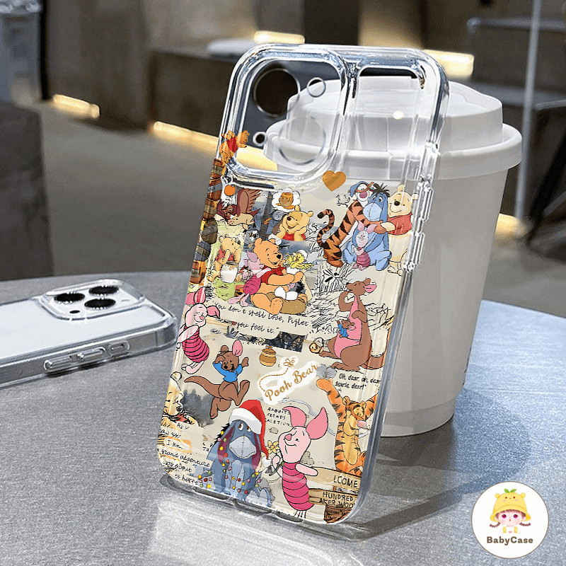 การ์ตูนตลกวินนี่หมีนิ่ม เคส iPhone 11 13 15 Pro Max 14 12 Pro Max XR 7Plus 8Plus X XS Max 7 14 15 8 Plus SE 2020