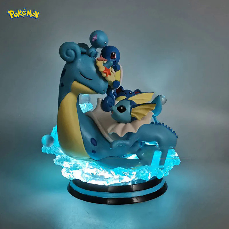 Pokemon Anime Mew-two Lapras Ice Six Tails Charmander Pikachu Bulbasaur Can Illuminate Figure Model 