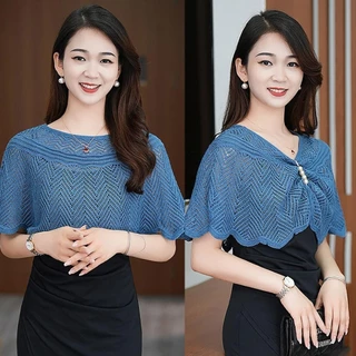 MILD ผ้าคลุมไหล่ถัก, ผ้าคลุมไหล่ Tulle หลากสีระบายอากาศ, เสื้อแจ็คเก็ตบางลูกไม้สั้นผู้หญิง