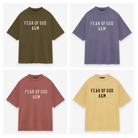 ขายร้อนสไตล์ใหม่ผ้าฝ้าย 100% Essentials FEAR OF GOD หมอกพิมพ์ตัวอักษรรอบคอแขนสั้นเสื้อยืด