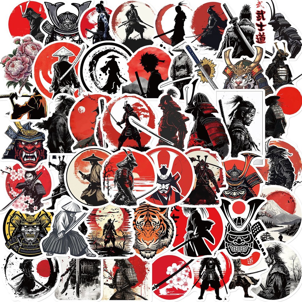 50 ชิ้นญี่ปุ่น Samurai/Bushido สติ๊กเกอร์ PVC กันน้ํา