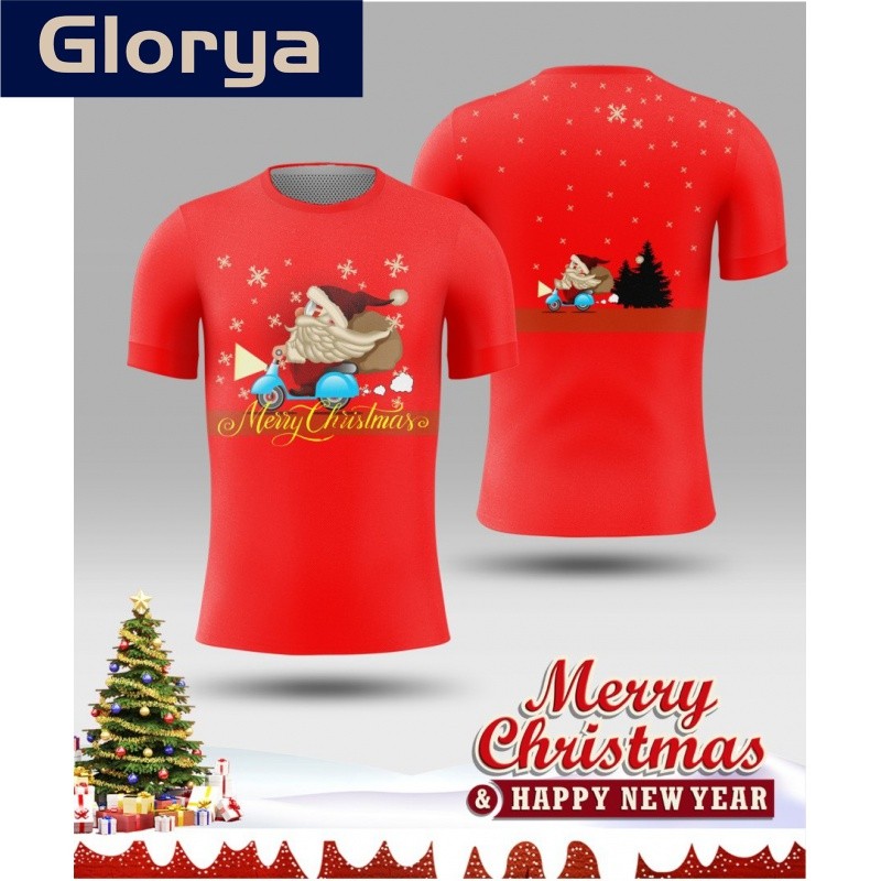 Glorya Christmas Jersey แบบเรโทรคอตตอนไมโครไฟเบอร์ สำหรับครอบครัวและOOTD