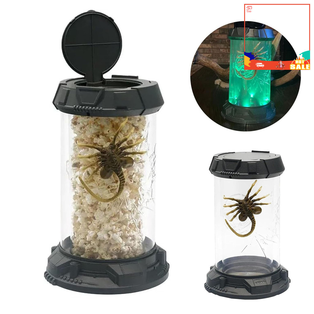 Ye-facehugger Popcorn Bucket LED Facehugger เดสก์ท็อปตกแต่ง Gothic สะสม Facehugger Stasis Chamber Gi