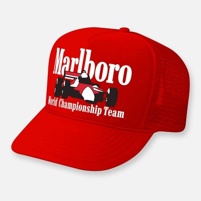 หมวก Marl Boro F1 หมวก Red Curved Bill Trucker