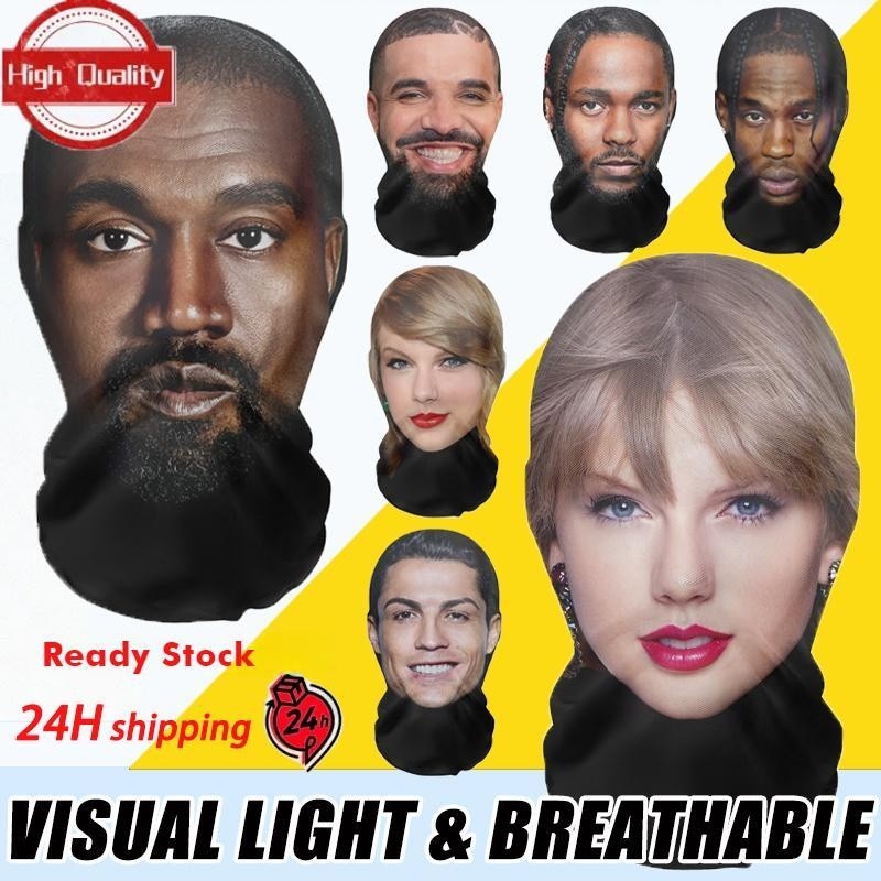 คนดัง Series - 3D Full Face Mask p.diddy/kanye จำลองตัวอักษรหมวกตลกสำหรับแฟนคอสเพลย์บทบาทเล่น Taylor