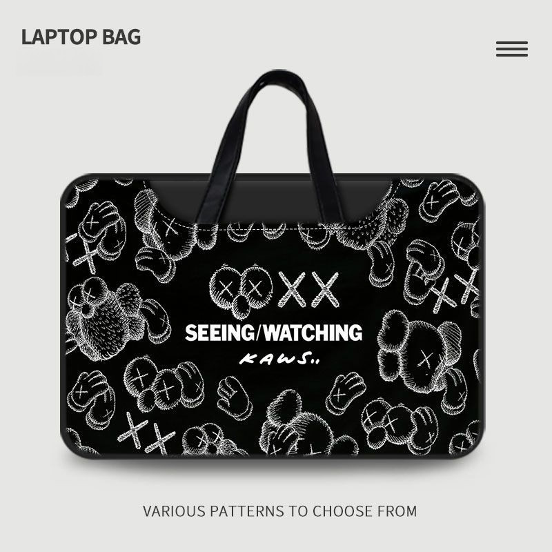 ♚-♚Sesame Street กระเป๋าแล็ปท็อปสีดำ Lenovo air14 Huawei 13.3 Dell mac15.6นิ้วแท็บเล็ต11นิ้ว