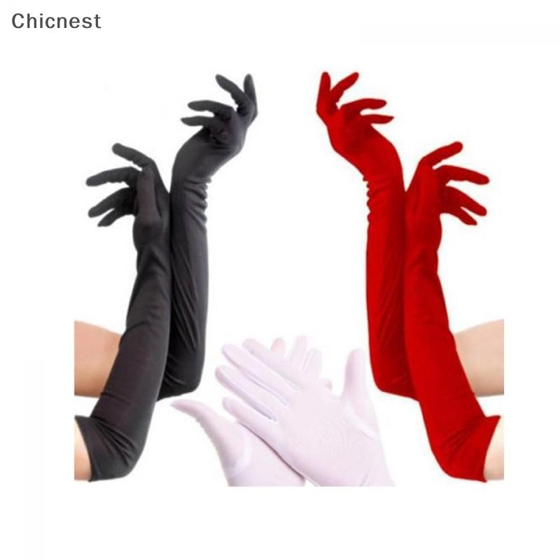 [Chicnest] ถุงมือ Sa ยาว Opera Wedding เจ้าสาวชุดราตรีถุงมือสีสันสดใส บูติก