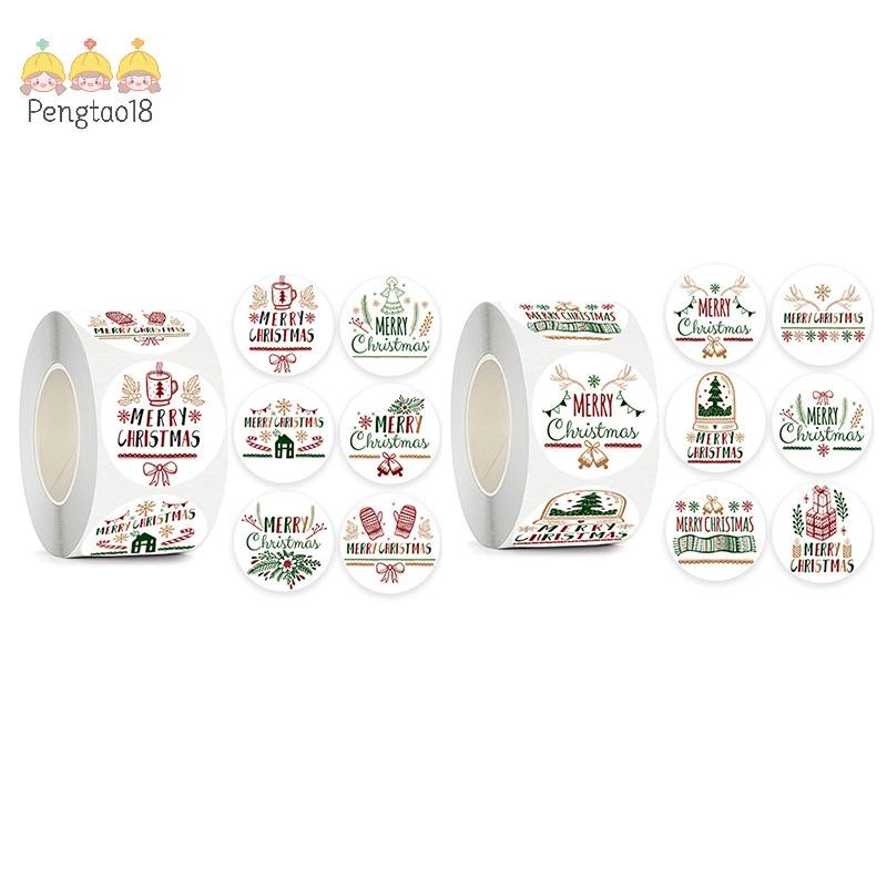 Pengatao18 500 ชิ้น Merry Christmas สติกเกอร์ Self-กาววันหยุดสติกเกอร์สําหรับ Party Decor COD