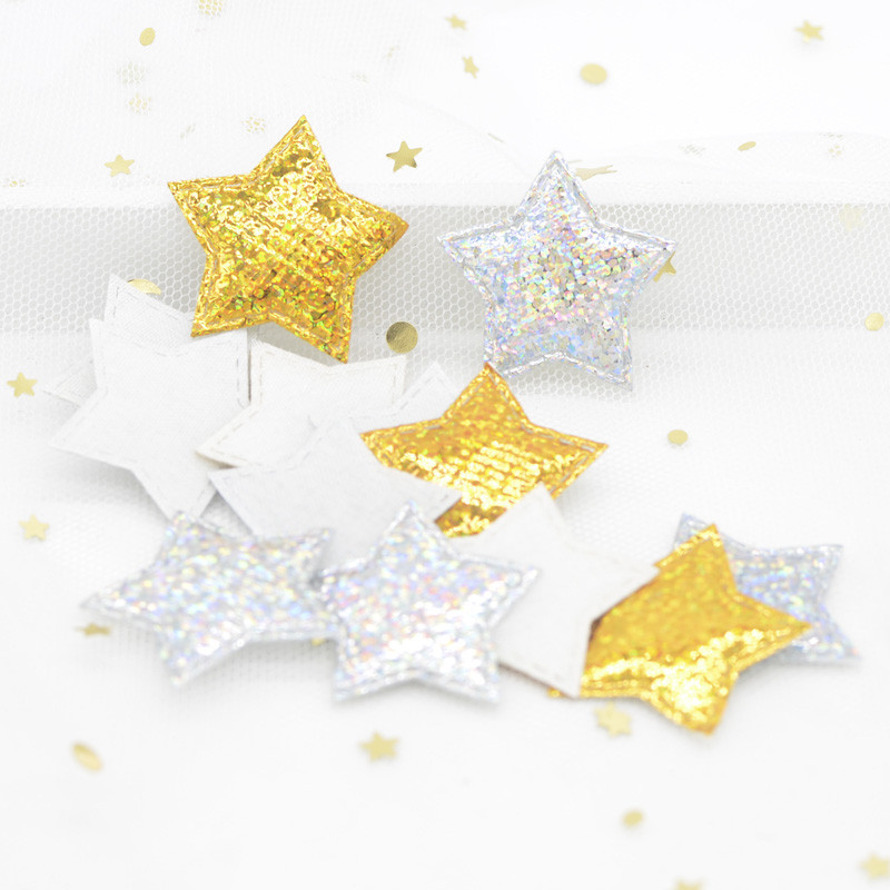 100 ชิ้น 30 มิลลิเมตรเลเซอร์ผ้า Star Applique ผ้าเบาะแพทช์สําหรับงานฝีมือ DIY เสื้อผ้า Headwear งานแต่งงานตกแต่ง Accessoreis