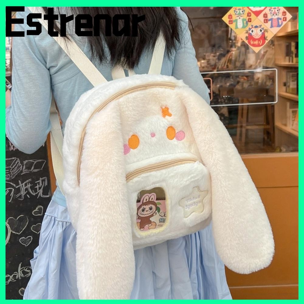 กระเป๋านักเรียน ESTRENAR กระเป๋าสะพายตุ๊กตาหูนุ่ม ลายการ์ตูนกระต่ายสไตล์ญี่ปุ่นน่ารัก กระเป๋าเป้ High School