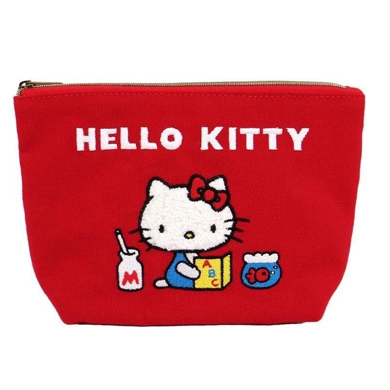 Retro Sanrio Hello Kitty เย็บปักถักร้อยกระเป๋าเหรียญแบบพกพาขนาดใหญ่ความจุ KT กระเป๋าเก็บกระเป๋าเครื่องสําอาง