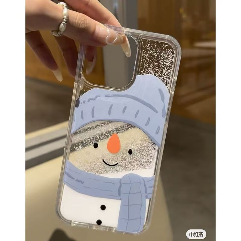 Iphone Snowman ในหมวกสีฟ้า รูปลักษณ์สูงระดับ Appearac เคสโทรศัพท์สําหรับ IPhone7 7Plus X XR XS IPhone11 12 13 14 15 Plus Pro Max