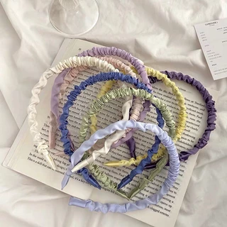 ที่คาดผมผ้าซาตินแบบย่น สีพาสเทลสดใส🌈⭐️(M0073)