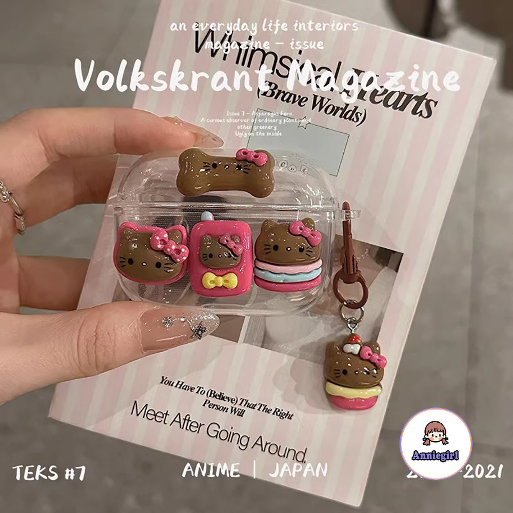 Kawaii น่ารัก Sanrio 3D KT จี้หูฟังสําหรับ Airpods 4 Airpods 1/2/3 Pro 2 TPU ใสบลูทูธไร้สายหูฟังชุดหูฟังกันกระแทกฝาครอบป้องกัน