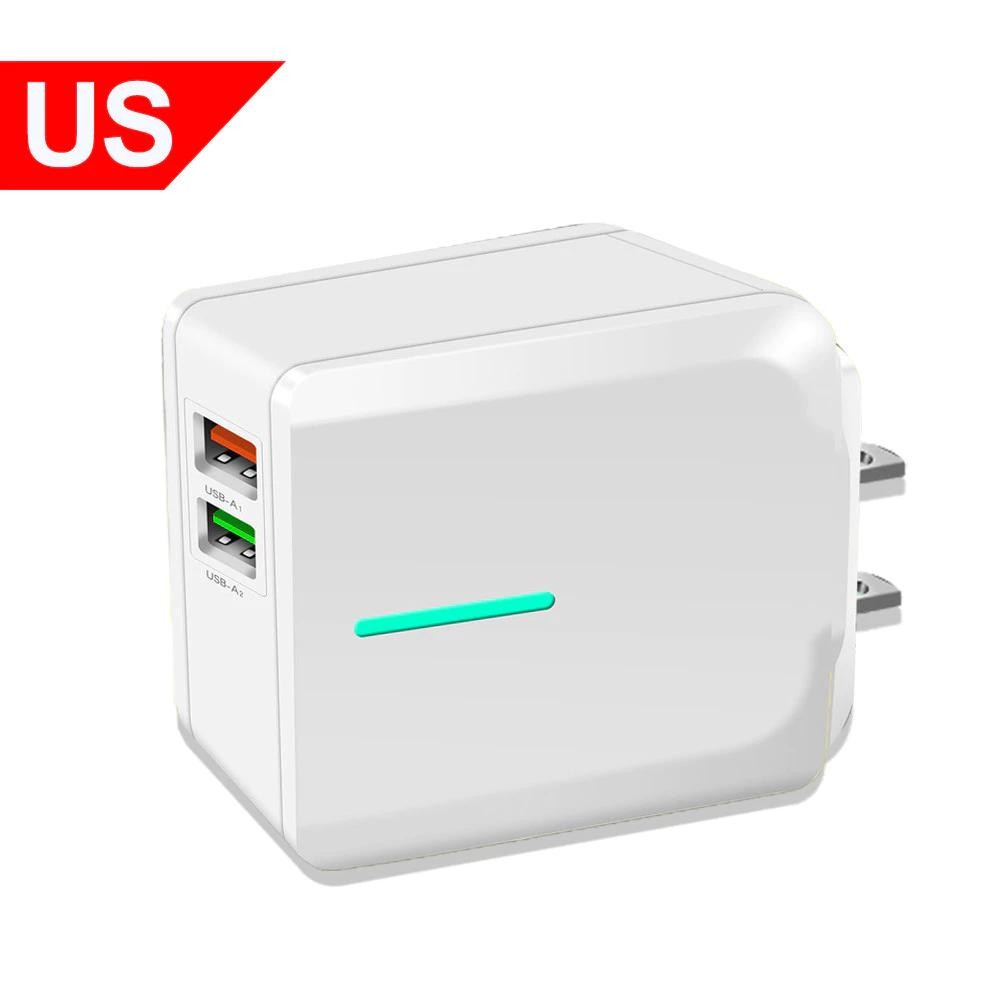 หัวชาร์จไว ช่อง USB คู่ ชาร์จมือถือ ทนทาน คุณภาพดี หัวปลั๊ก US สีเหลือง สีขาว สีดำ