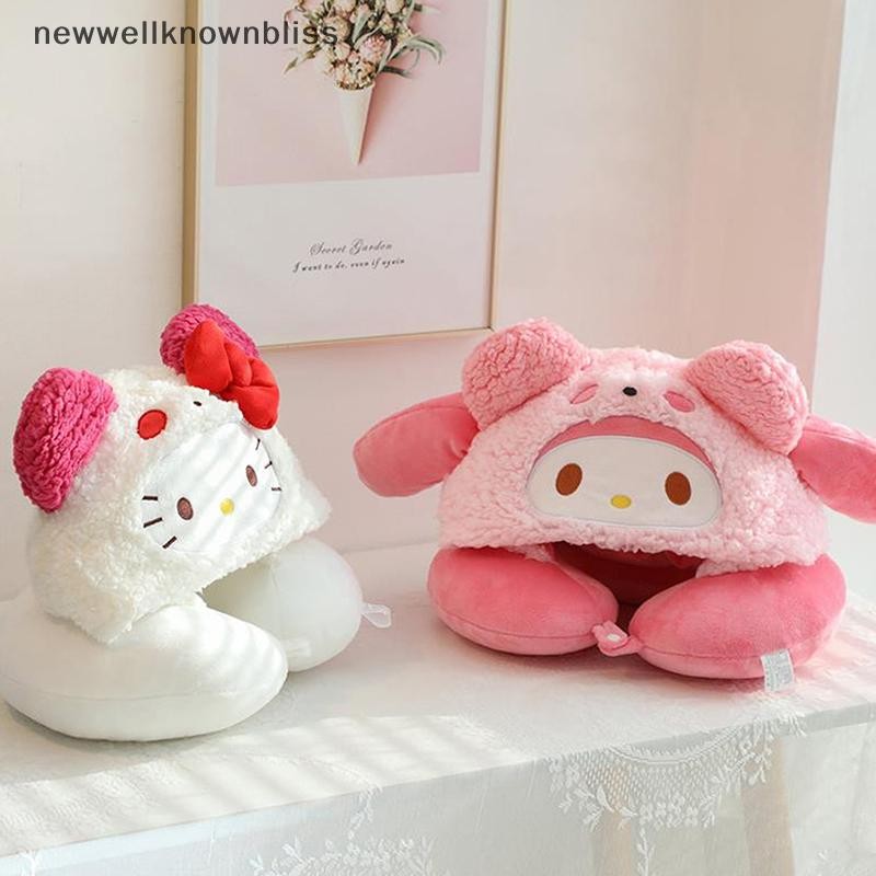 Newwellknownbliss น่ารัก Sanrio Hooded U-รูปหมอน Kuromi Hello Kitty Melody Pochacco หมอนรองคอรถที่นั่งสํานักงาน Nap หมอนคอหมอนของขวัญ CCD