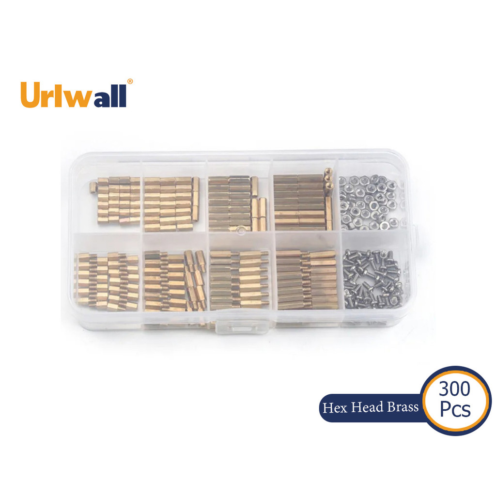 Urlawall 300 ชิ้น Hex หัวทองเหลือง Standoff Spacer สกรูน็อตเกลียวเสาชาย/หญิงไฟฟ้า PCB Circuit Board Stand Off ชุด M2/M3