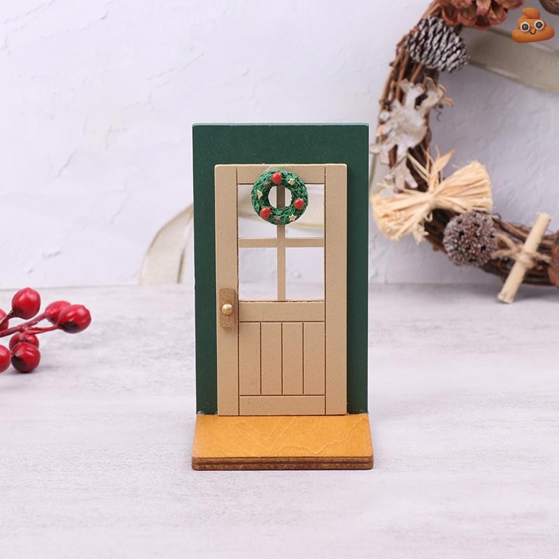 [LO] 1:12 Miniature Dollhouse Christmas Door Furniture Model DIY Accessories Decor TH