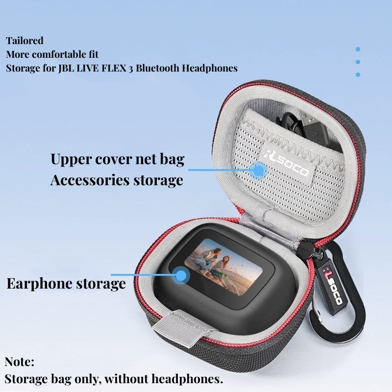 เคสหูฟังบลูทูธสําหรับ JBL LIVE FLEX3 หูฟังกระเป๋ากระเป๋าถือกล่องหูฟังไร้สายกระเป๋าเก็บ ราคา ถูกที่สุด ดีลบีเคเค แกลเลอรีภาพที่ 5