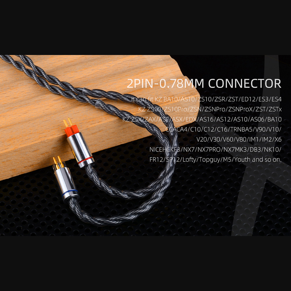 Faaeal Mini เรียวเอวหูฟังอัพเกรดสาย 4 Strands OCC เพิ่ม OFC Silver-Plated Litz HiFi ชุดหูฟังสาย QDC/0.78 มม.สายสําหรับ KZ EDX ZS10 PR3 BL03 - รูปที่ 3