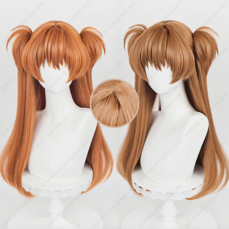 Anime EVA Asuka Langley Soryu Cosplay 68cm Long Orange Brown Mixed Color Wigs Heat Resistant Synthet