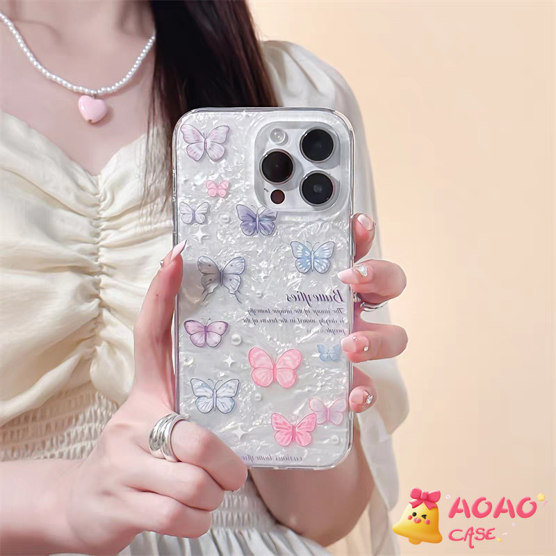 เคสไอโฟน 7Plus สำหรับ iPhone 11 16 15 12 13 14 Pro Max XR 7Plus 7 8 16 15 14 Plus X XS Max รูปแบบเปลือกหอยอ่อนสดโรแมนติก