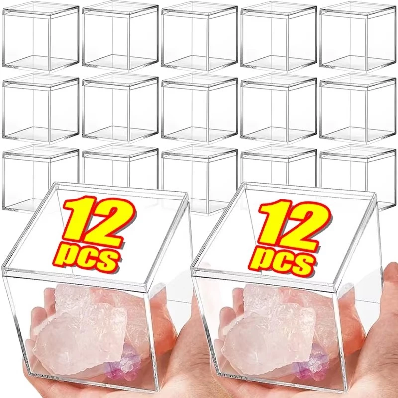 12/6/3ชิ้น มินิสแควร์กล่องขนม / กล่องของขวัญพลาสติกใสพร้อมฝาปิด / กล่องเก็บของอะคริลิค