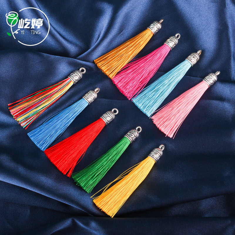 หมวกโลหะผสมขนาดเล็กแหวนดึงพู่พู่ DIY อุปกรณ์พู่ทำด้วยมือโบว์จีนอุปกรณ์เสื้อผ้าสไตล์โบราณ